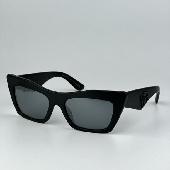 NEW D&G DG4435 25256G Matte Black Gray Mirrored Black Cat Eye Women Sunglasses - Picture 1 of 11